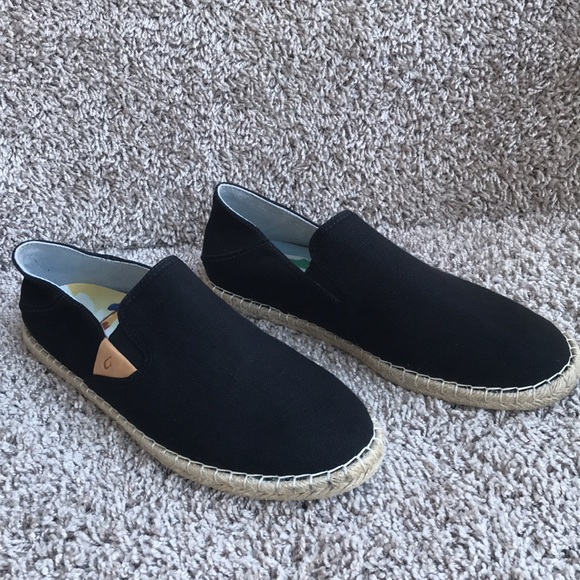 Olukai Women’s Kaula Pa’a Kapa Lava Rock Black Espadrille Slip-On Shoes size 11 - Picture 2 of 13